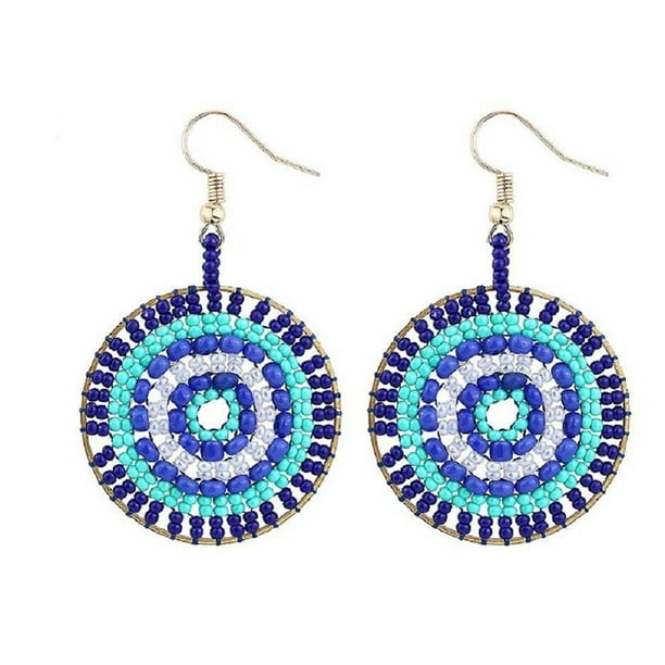 Wedding Jewelry Light Blue Drop Earrings Large Earrings Bold Chunky Earrings Large Turquoise Beaded Earrings Chunky Statement Earrings